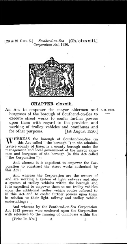 Southend-on-Sea Corporation Act 1930