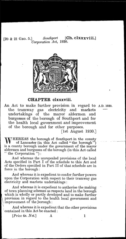 Southport Corporation Act 1930