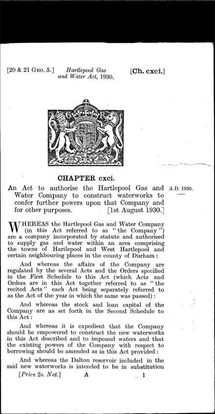 Hartlepool Gas and Water Act 1930