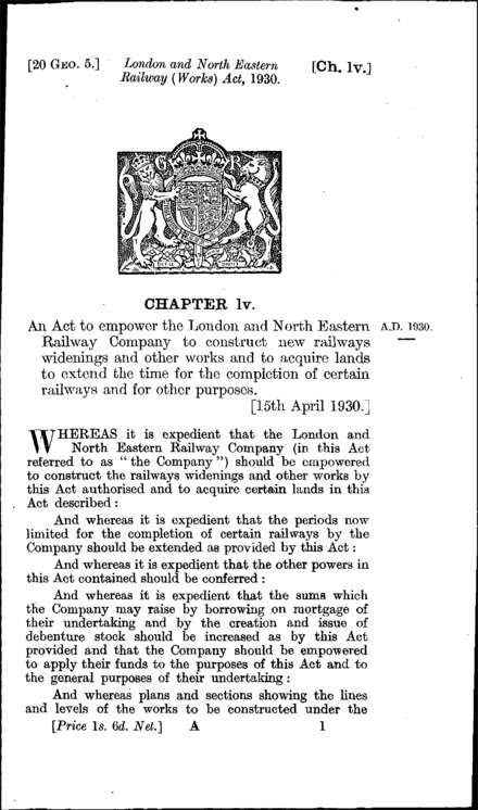 London and North Eastern Railway (Works) Act 1930