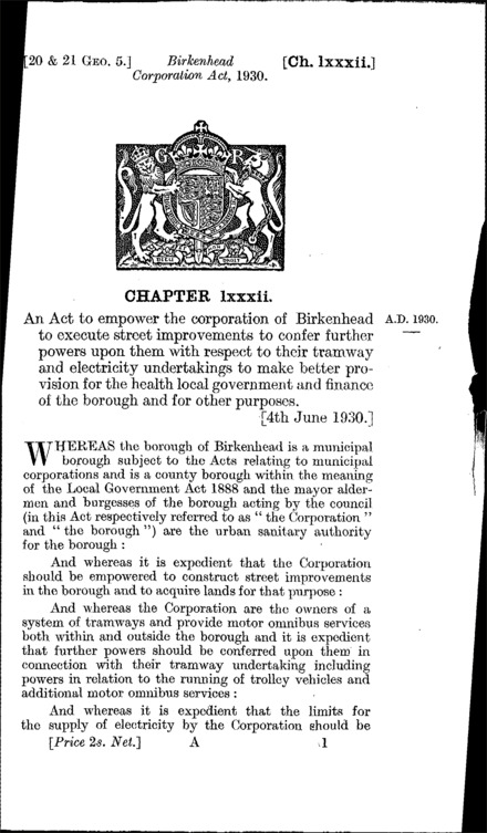 Birkenhead Corporation Act 1930