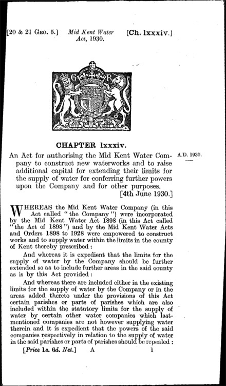 Mid Kent Water Act 1930