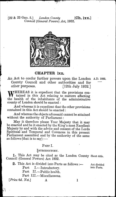 London County Council (General Powers) Act 1932