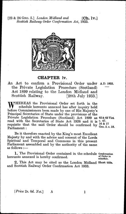 London, Midland and Scottish Railway Order Confirmation Act 1933
