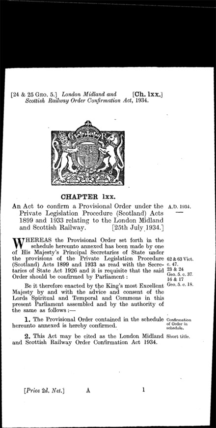 London, Midland and Scottish Railway Order Confirmation Act 1934