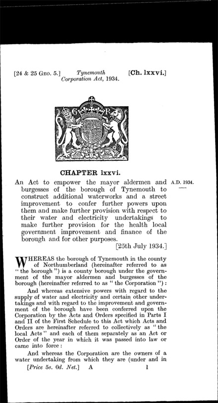 Tynemouth Corporation Act 1934