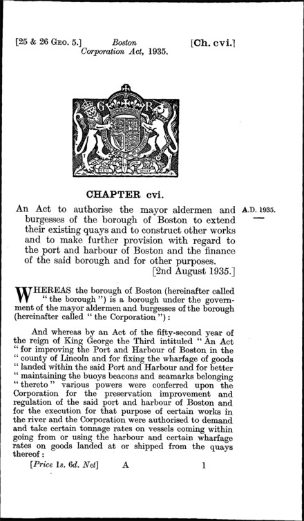 Boston Corporation Act 1935