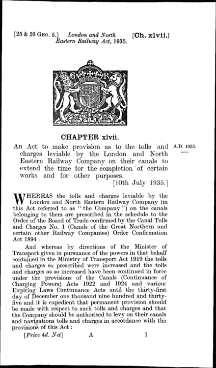 London and North Eastern Railway Act 1935