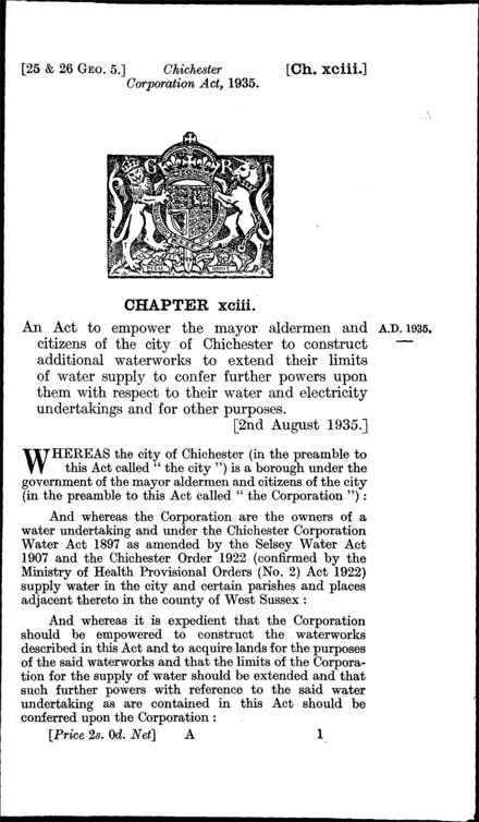 Chichester Corporation Act 1935