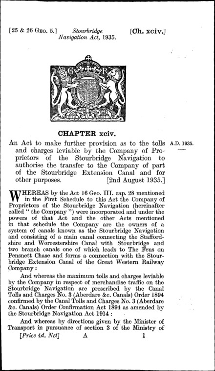 Stourbridge Navigation Act 1935