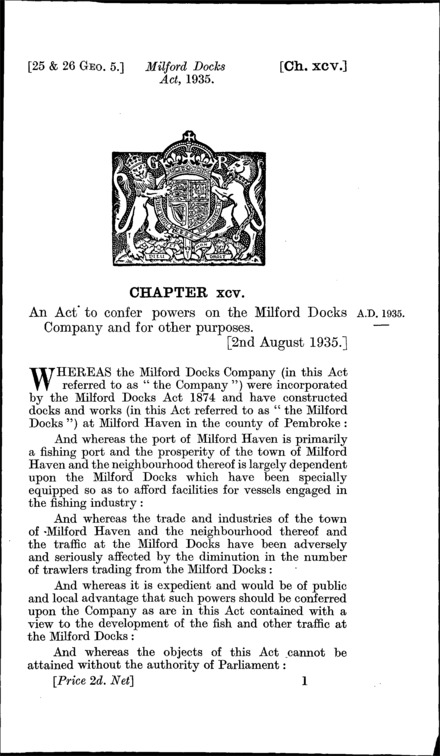 Milford Docks Act 1935