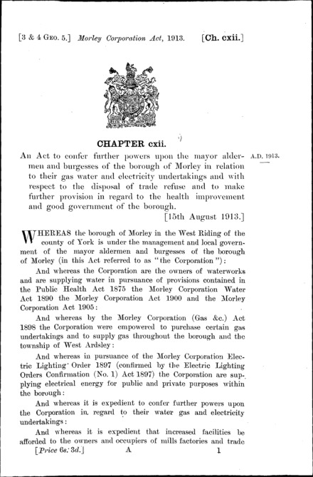 Morley Corporation Act 1913