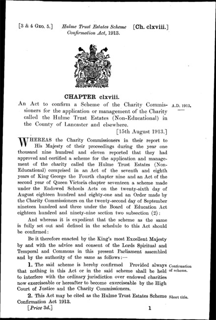 Hulme Trust Estates Scheme Confirmation Act 1913