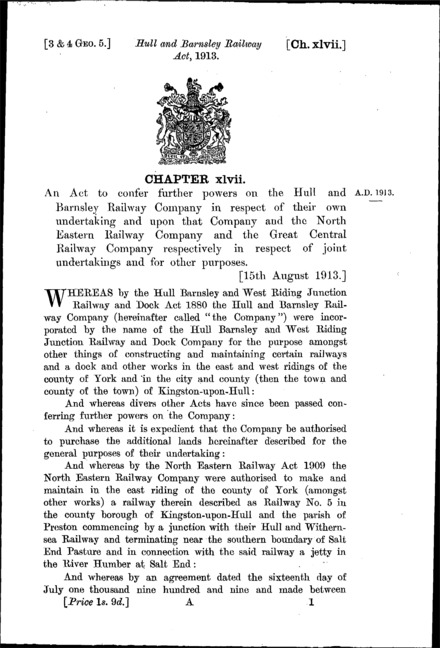 Hull and Barnsley Railway Act 1913