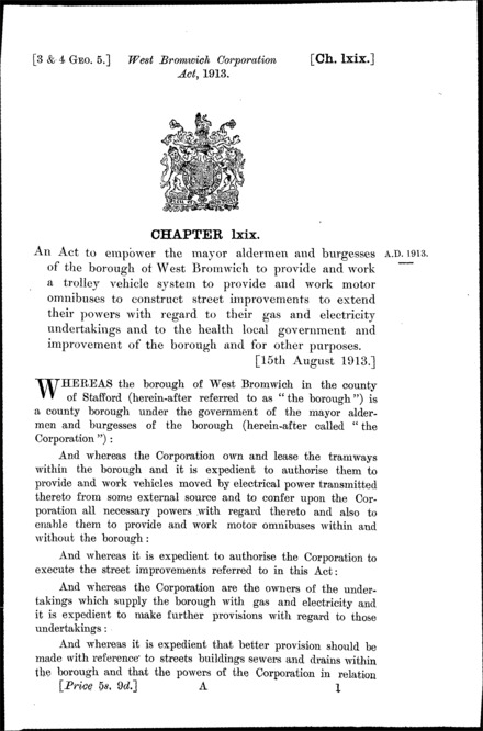 West Bromwich Corporation Act 1913