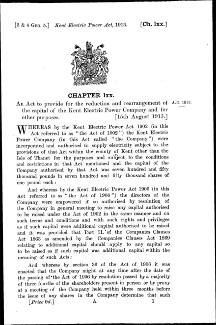 Kent Electric Power Act 1913