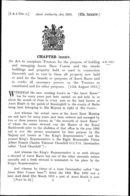 Ascot Authority Act 1913