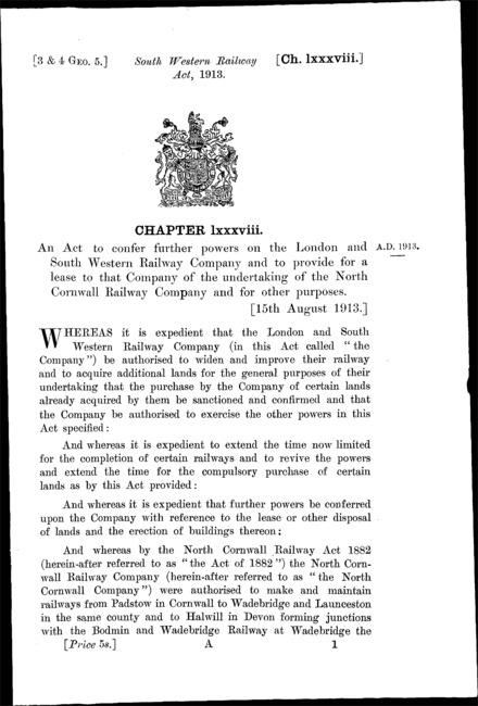 South Western Railway Act 1913