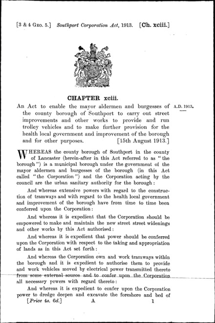 Southport Corporation Act 1913