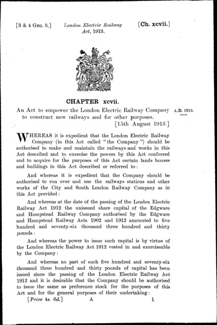 London Electric Railway Act 1913