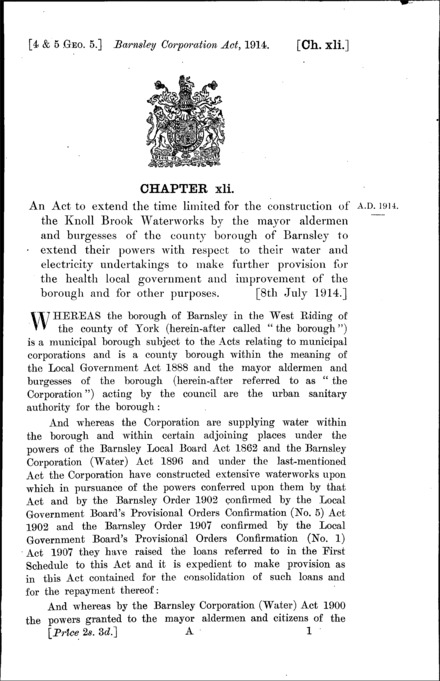 Barnsley Corporation Act 1914
