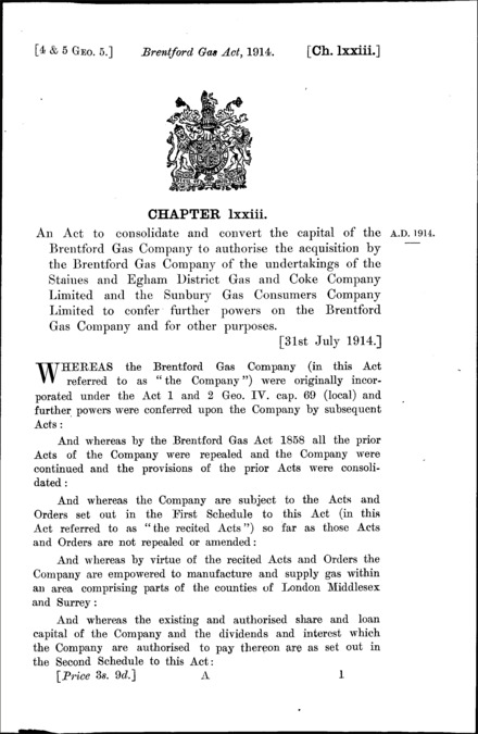 Brentford Gas Act 1914