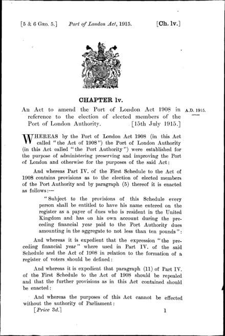 Port of London Act 1915