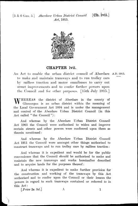 Aberdare Urban District Council Act 1915