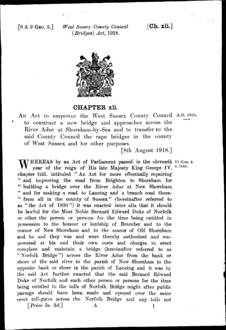 West Sussex County Council (Bridges) Act 1918
