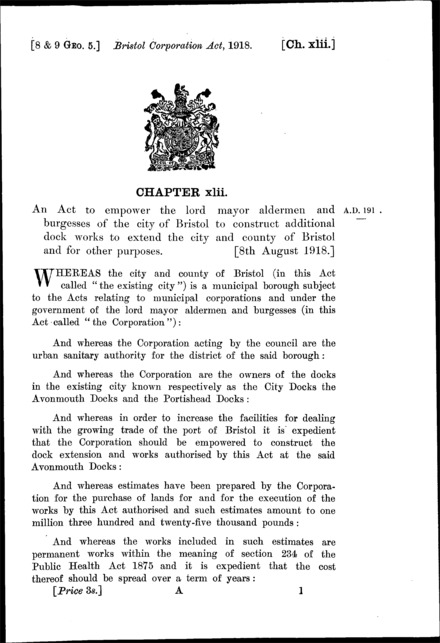 Bristol Corporation Act 1918