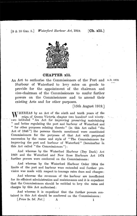 Waterford Harbour Act 1919