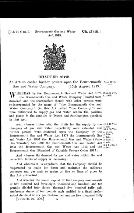 Bournemouth Gas and Water Act 1919