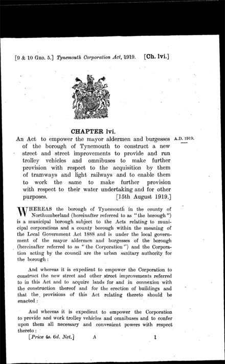Tynemouth Corporation Act 1919