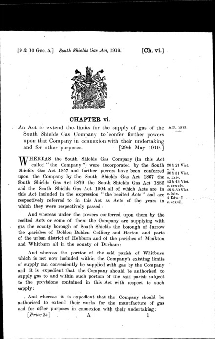 South Shields Gas Act 1919