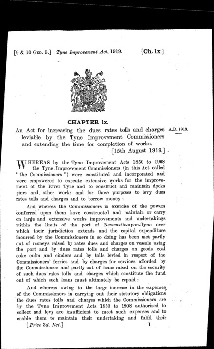 Tyne Improvement Act 1919