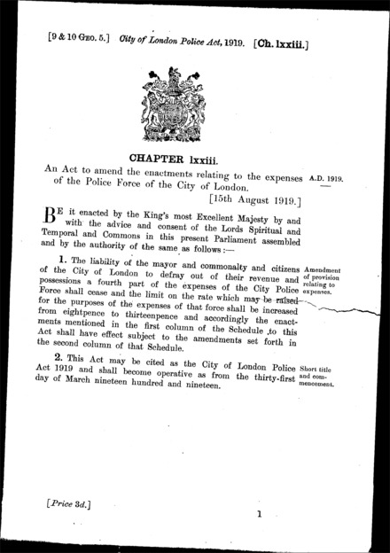 City of London Police Act 1919