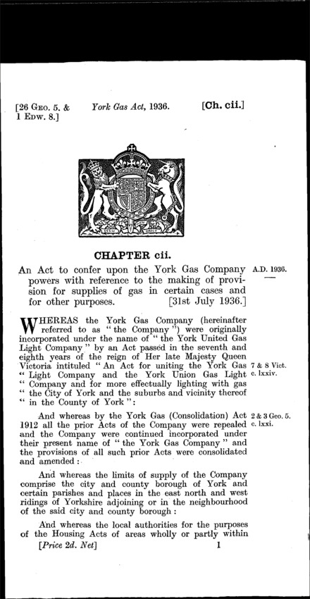 York Gas Act 1936