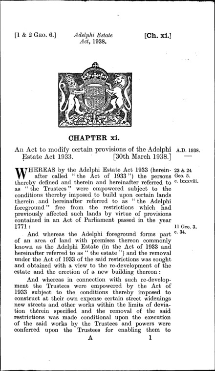 Adelphi Estate Act 1938