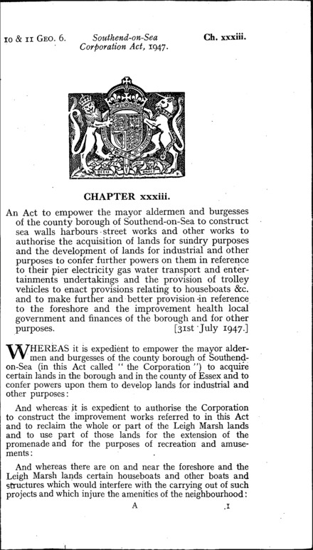 Southend-on-Sea Corporation Act 1947