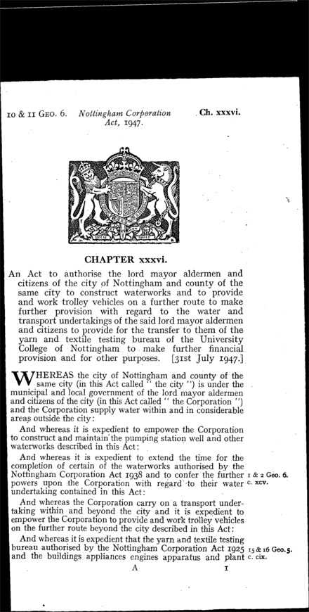 Nottingham Corporation Act 1947