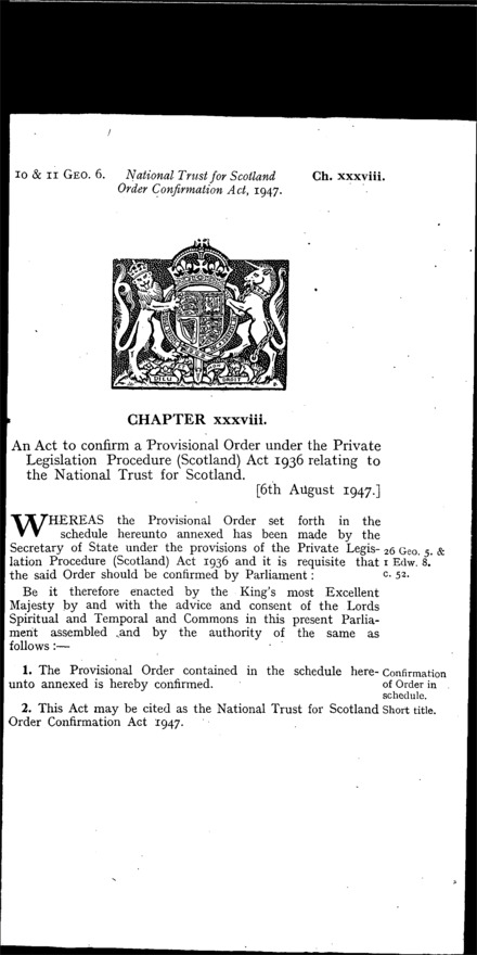 National Trust for Scotland Order Confirmation Act 1947