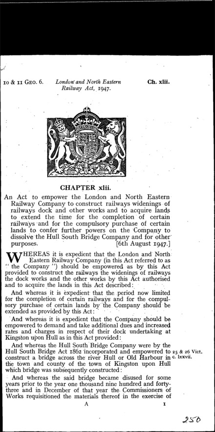 London and North Eastern Railway Act 1947