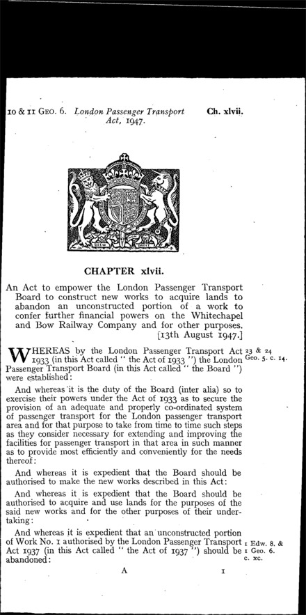 London Passenger Transport Act 1947