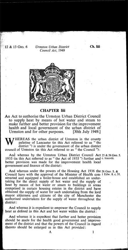 Urmston Urban District Council Act 1949