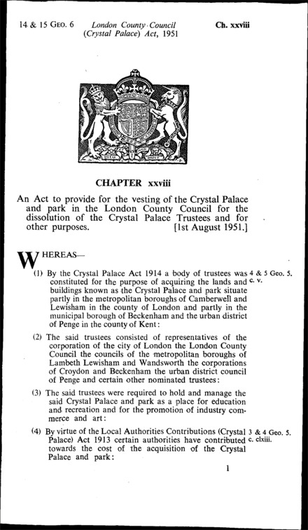 London County Council (Crystal Palace) Act 1951