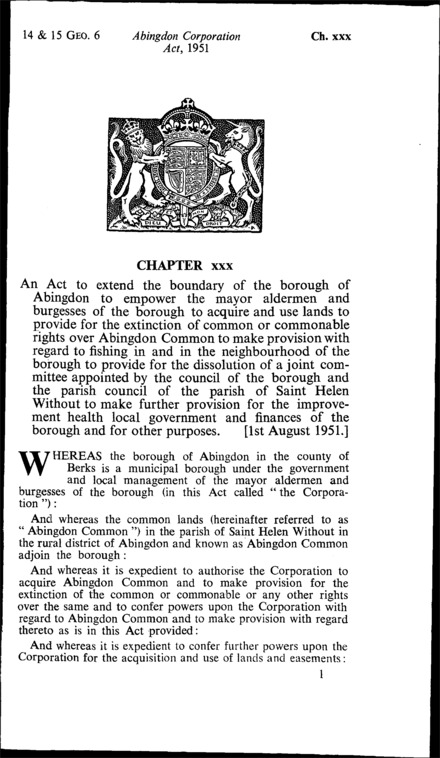 Abingdon Corporation Act 1951