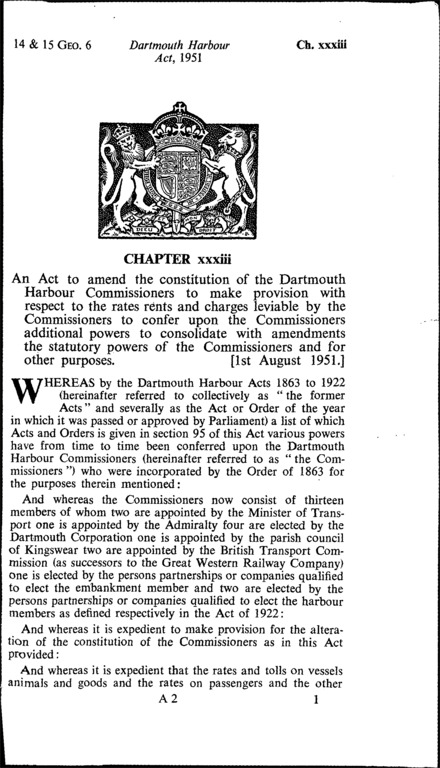 Dartmouth Harbour Act 1951