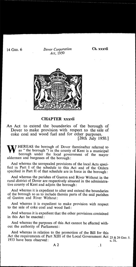 Dover Corporation Act 1950