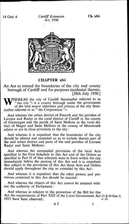 Cardiff Extension Act 1950