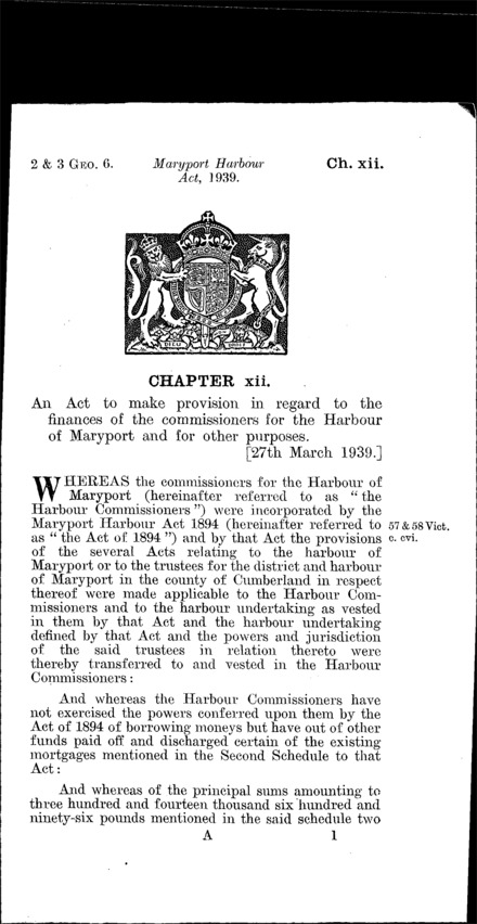 Maryport Harbour Act 1939